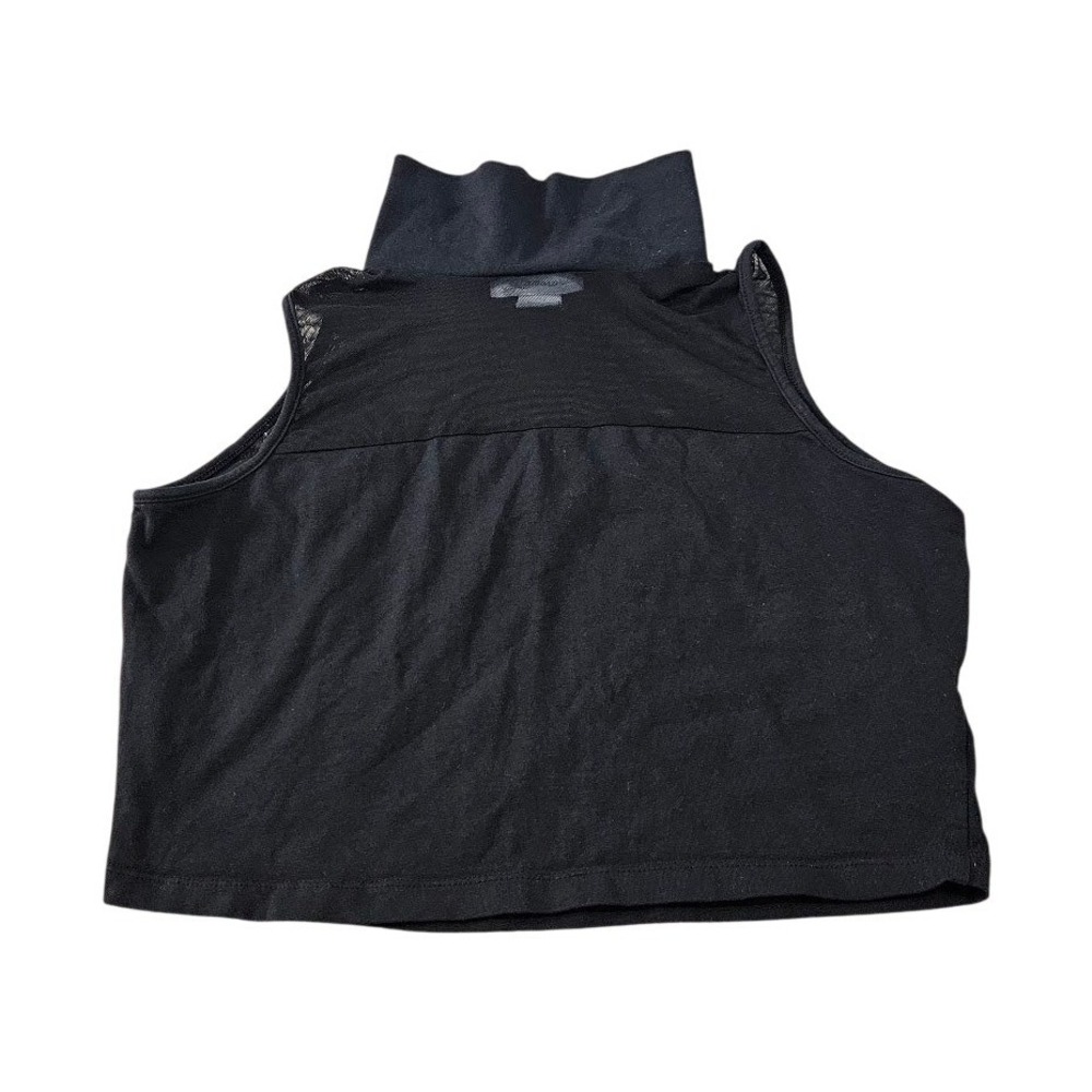 Glamorous Womens Black Mock Neck Sheer Mesh Panel Sleeveless Crop Top Medium